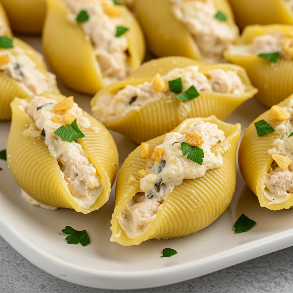 Garlic Butter Chicken Alfredo Stuffed Shells - tertiary view